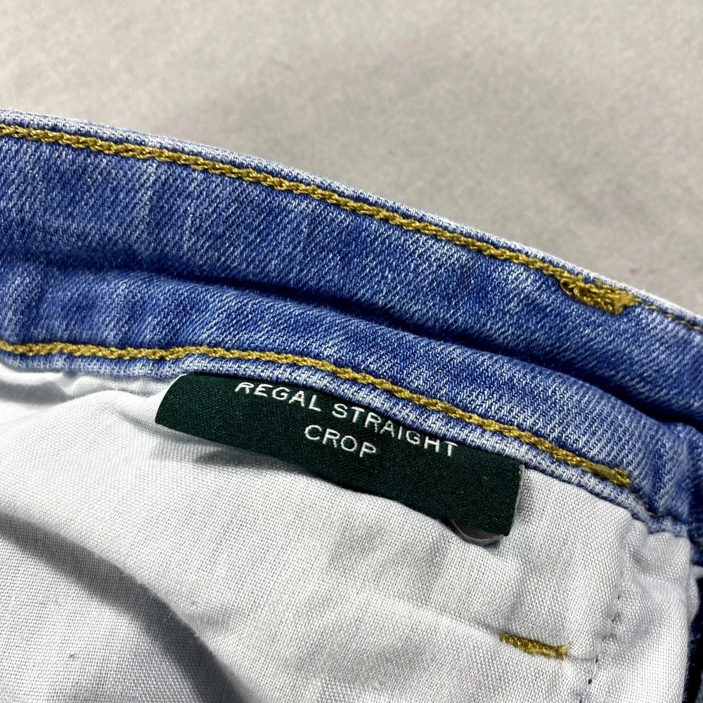 Lauren Ralph Lauren LRL Jeans Womens 12P Blue Denim Crop Straight High‎ Rise